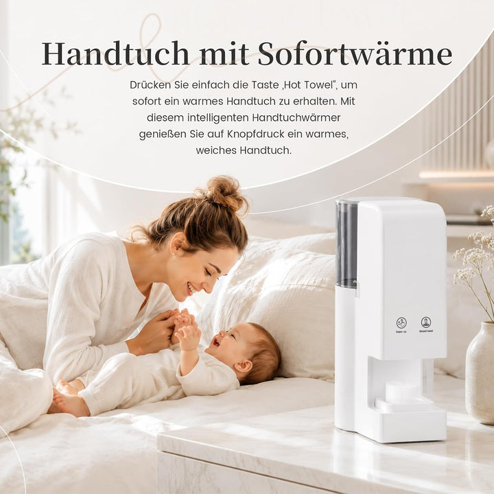 Heisstuchspender Elektrisch mit40 Komprimierten Einwegtüchern Handtuchwärmer Tragbar Vollautomatisch