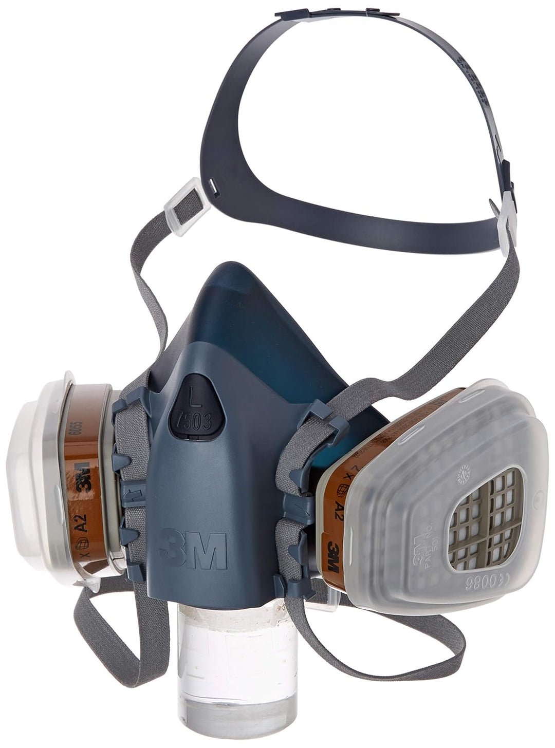 3M Gase-& Dämpfe-Maskenset mit 1 Stück 7503 Halbmaske (Grösse L), 2 Stück 6055 A2 Gasfilter, 4 Stück