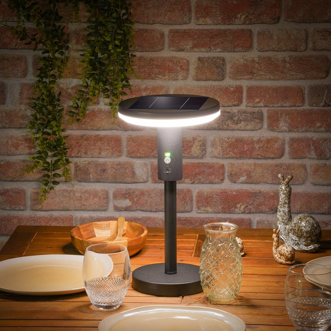 Esotec Solar Sensor Tischleuchte Leseleuchte Talino 38, 3000K warmweiss, 3 Leuchtstärken, dimmbar, L