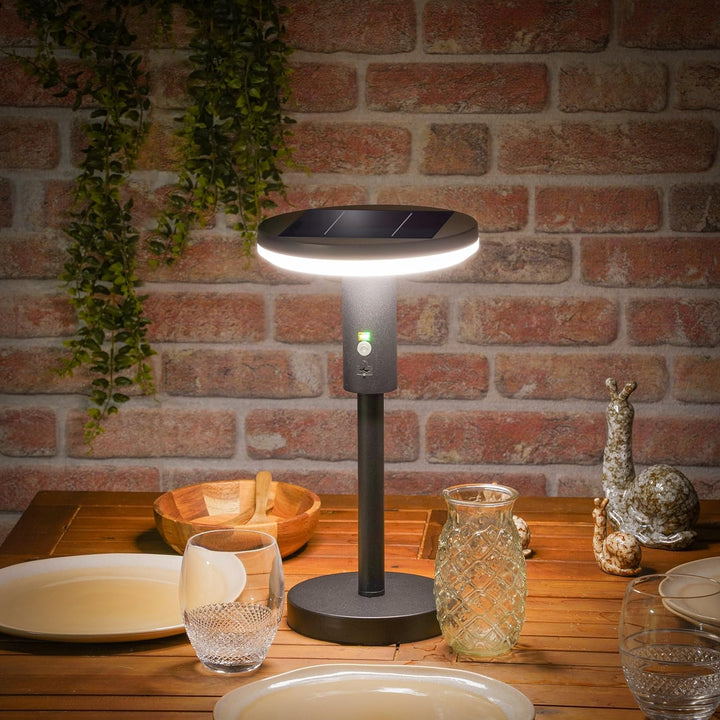 Esotec Solar Sensor Tischleuchte Leseleuchte Talino 38, 3000K warmweiss, 3 Leuchtstärken, dimmbar, L