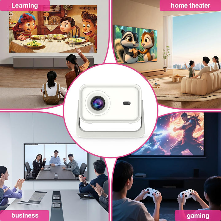Mini Beamer 4K Unterstützung, Nativer 1080P, Tragbarer Smart Projektor mit WLAN und Bluetooth, Heimk