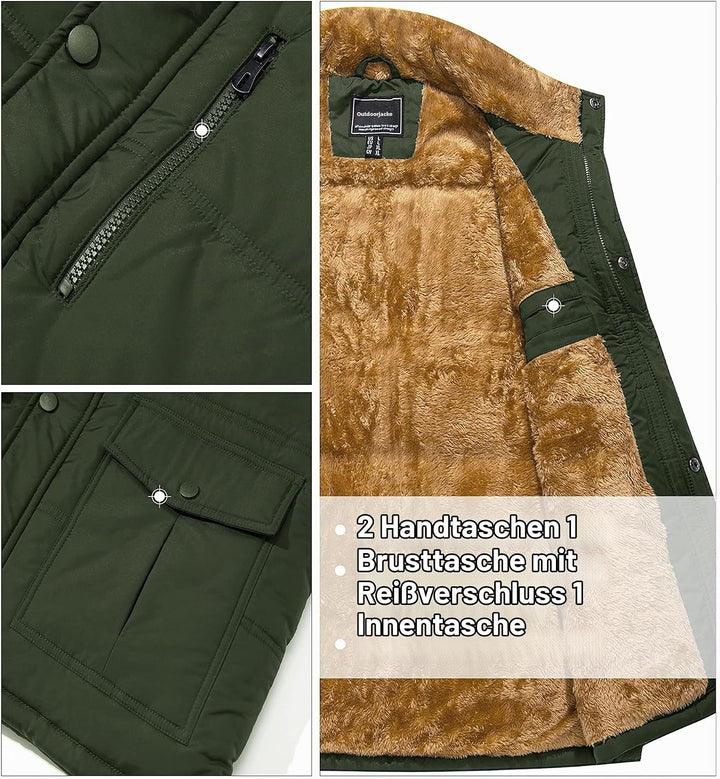 MAGCOMSEN Winterweste Herren Gefüttert Outdoor Weste Warme Fleeceweste Freizeit Ärmellos Jacke Therm