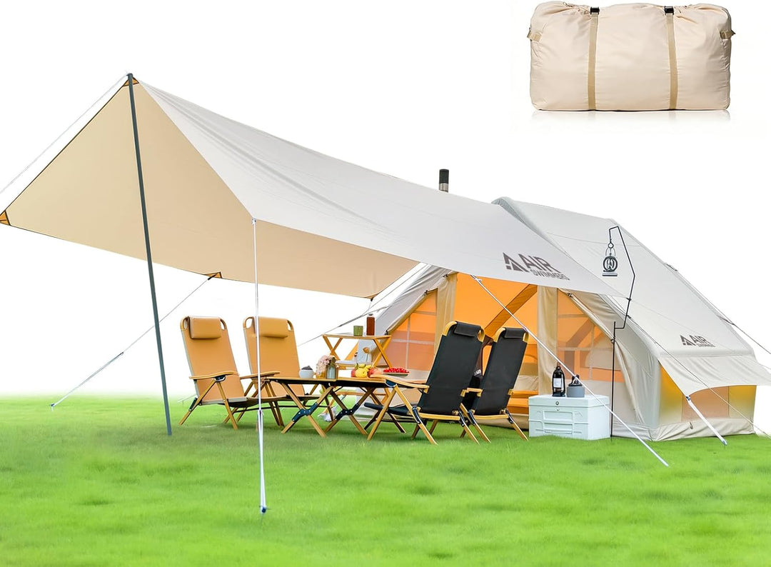 Aufblasbares Zelt 2-10 Personen, Inflatable Tent mit Rauchabzug, Camping Zelt Aufblasbar- 5 Minuten