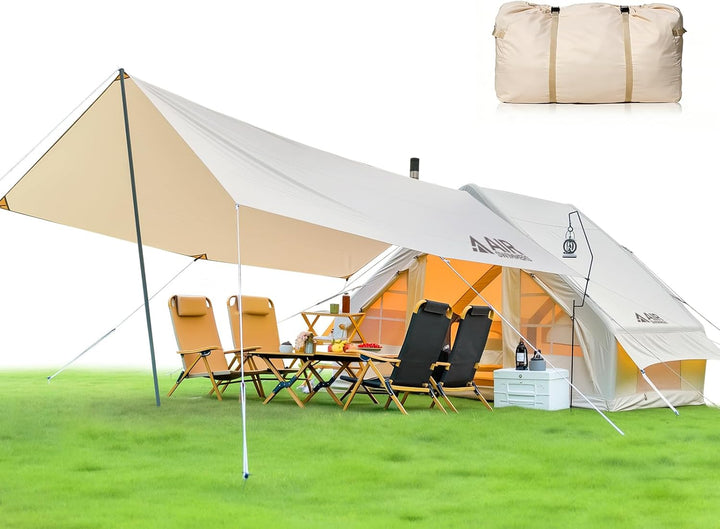 Aufblasbares Zelt 2-10 Personen, Inflatable Tent mit Rauchabzug, Camping Zelt Aufblasbar- 5 Minuten