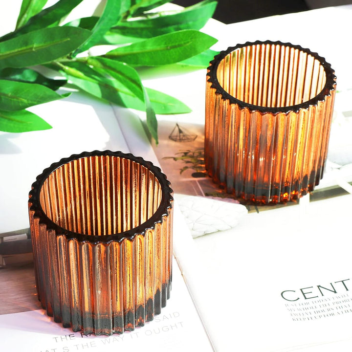 Vohocandle Braune Teelichthalter 6 Stück für Tischdekoration, Teelichtgläser Vintage für Hochzeitsfe