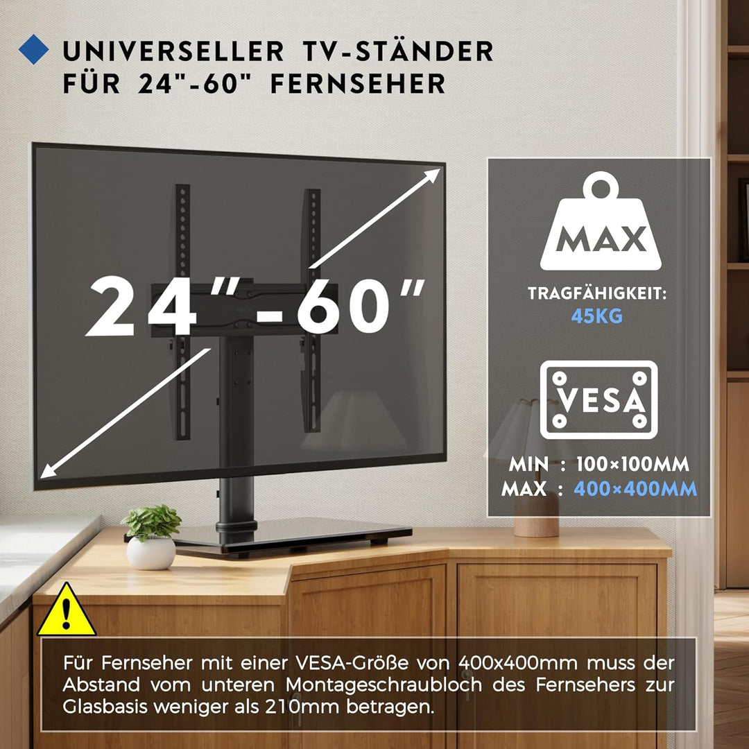 BONTEC TV Standfuss TV Ständer Universal Höhenverstellbar für 26-55 Zoll LCD LED OLED Plasma Flach &