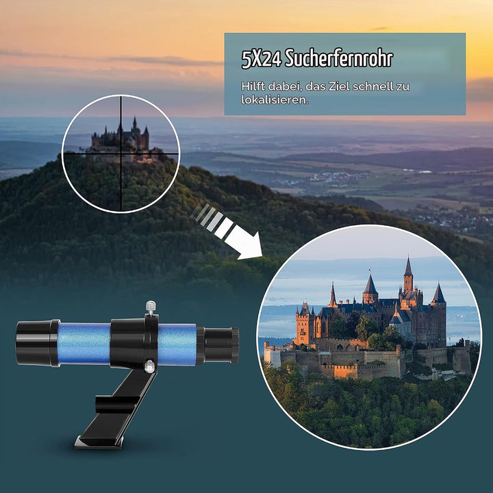 Aomekie Teleskop Astronomie 70/400 Fernrohr Teleskop mit Tasche für Kinder Erwachsener mit Aluminium