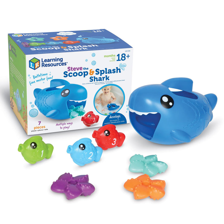 Learning Resources Steve der Schaufel- und Spritzhai, 7-teilig, ab 18 Monaten, Lernspielzeug für Kle