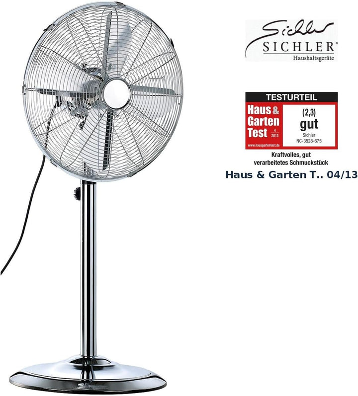 Sichler Haushaltsgeräte Standventilator Metall: Vollmetall-Standventilator VT-344.S, 40 cm, 50 Watt