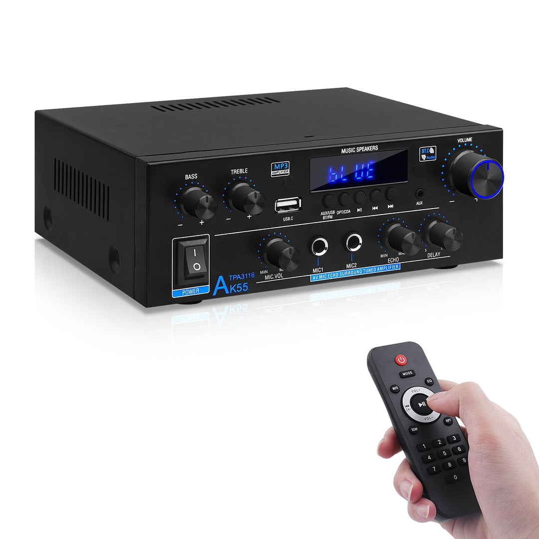 HiFi-Verstärker AK55 Bluetooth Stereo-Audioverstärker Receiver 2 Kanäle 70WX2 Max. 600W Digitale End