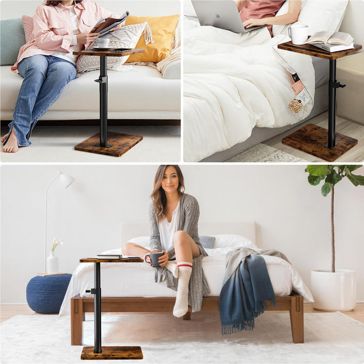 YUHFERA Couch Beistelltisch - 360° schwenkbarer höhenverstellbar Couchtisch/Holz Sofatisch,Sofa Arml