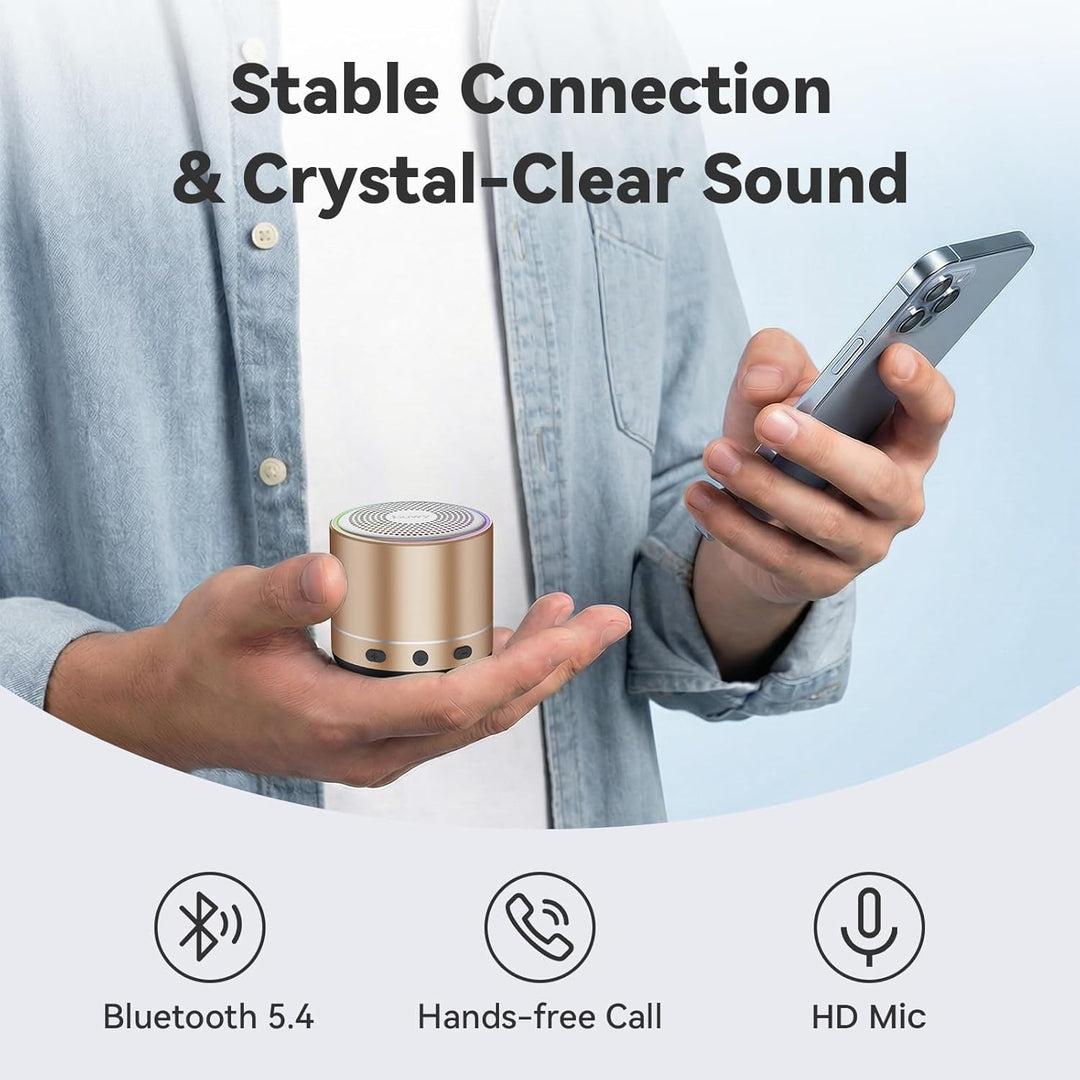 Mini Bluetooth Lautsprecher (83g), Musikbox Bluetooth 5.4 mit RGB Lichter, HD-Sound & Starke Bass, T