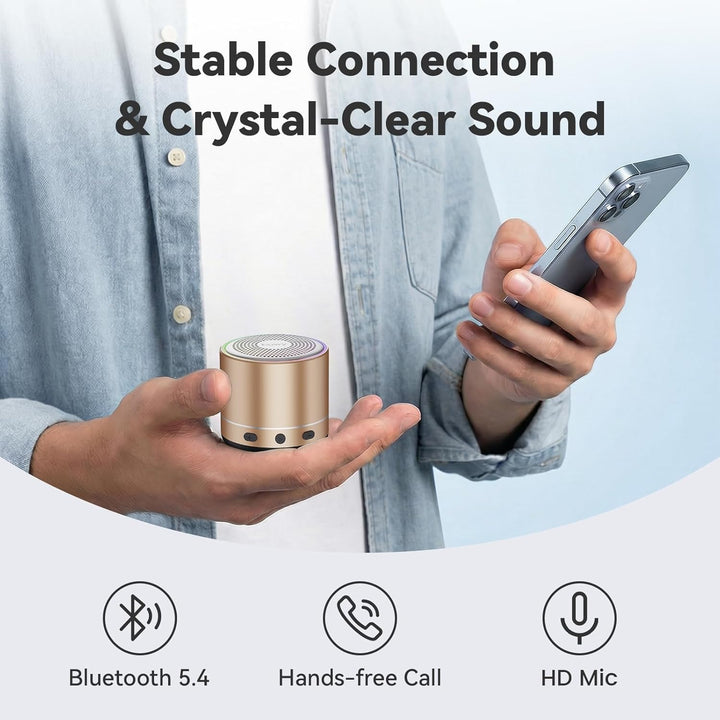 Mini Bluetooth Lautsprecher (83g), Musikbox Bluetooth 5.4 mit RGB Lichter, HD-Sound & Starke Bass, T
