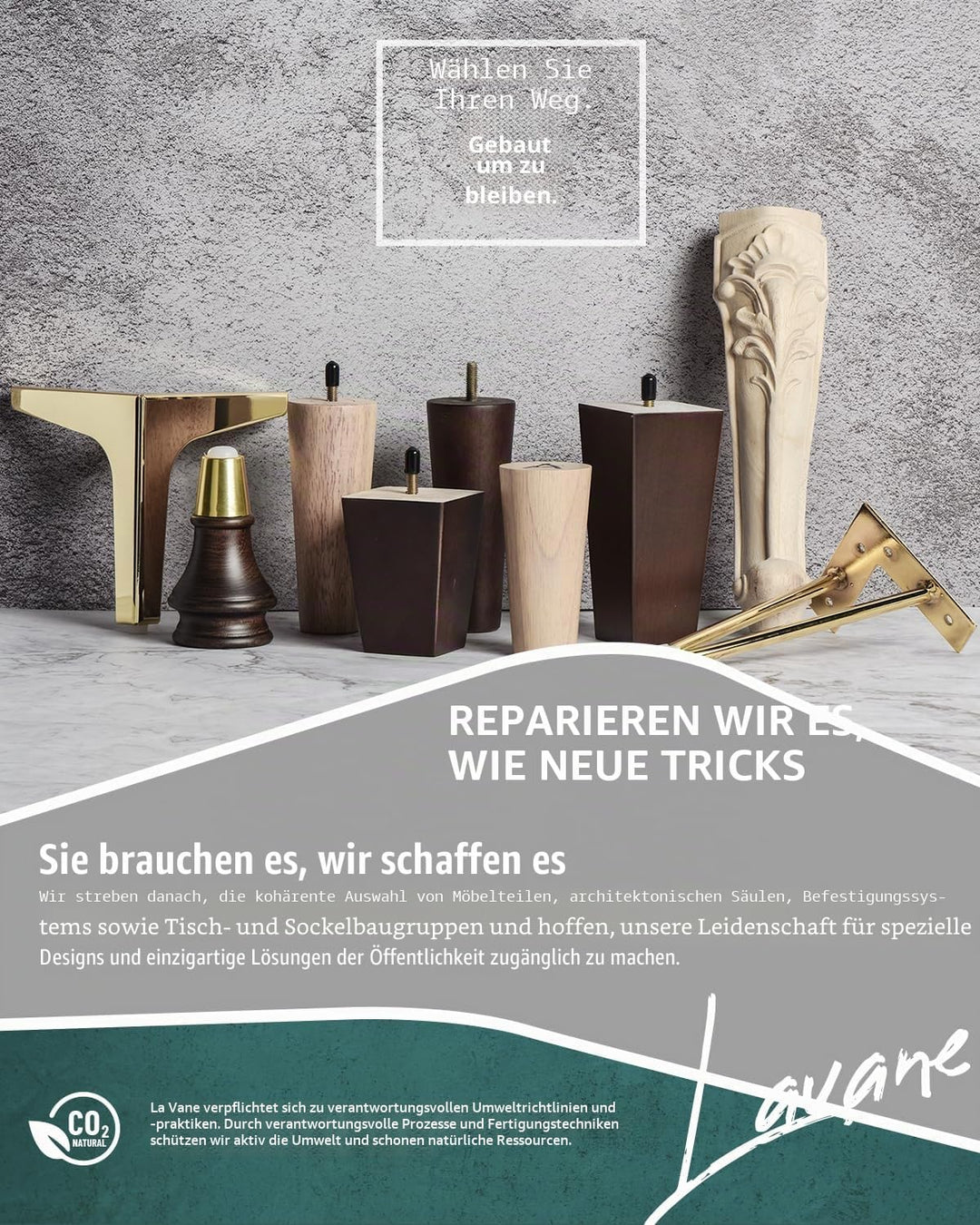 La Vane 4 Stück Möbelfüsse aus Massivholz - 20cm Höhe, Walnuss, Konisch mit M8 Gewindebolzen &amp; Monta