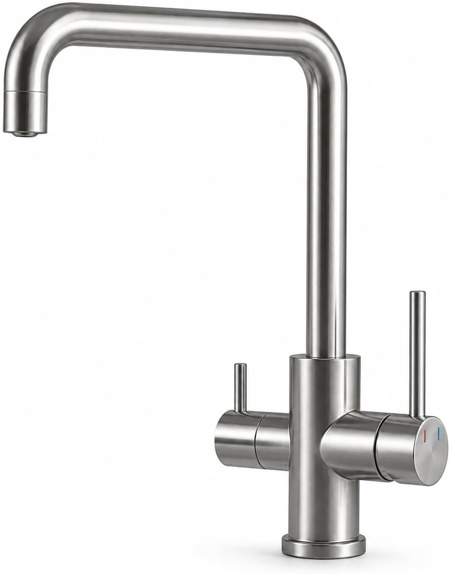 AORA® VANTO INOX 3 Wege Wasserhahn Küche aus massivem Edelstahl 304 – Küchenarmatur Hochdruck für Wa