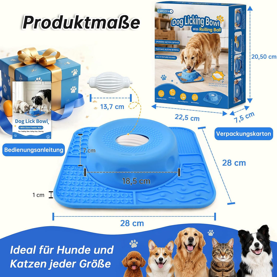 Anti Schling Napf &amp; Schleckmatte für Hunde, für flüssige Leckerlis, M