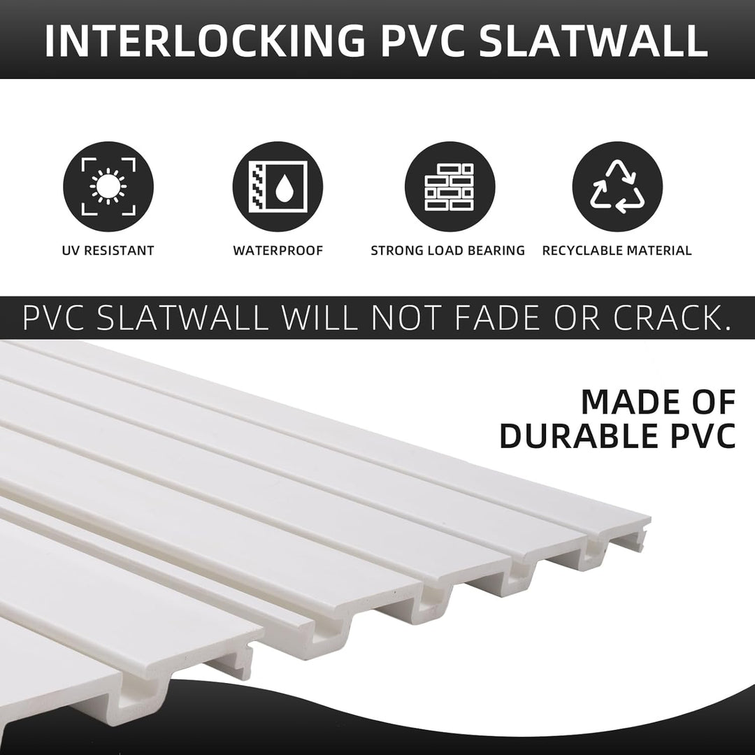 Slatwall Paneele 1,2 x 2,4 m Garagenwand-Aufbewahrungssystem, PVC-Lamellen-Wandverkleidung, Garagen-