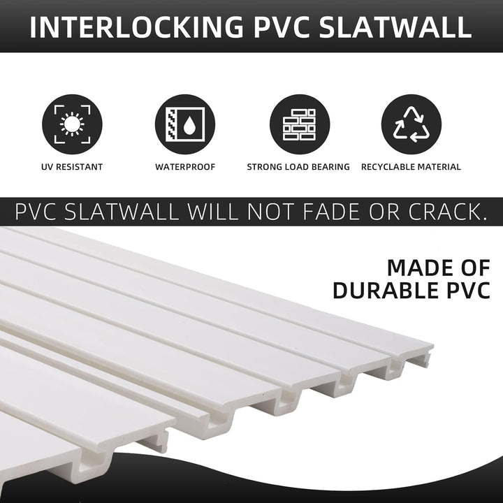 Slatwall Paneele 1,2 x 2,4 m Garagenwand-Aufbewahrungssystem, PVC-Lamellen-Wandverkleidung, Garagen-
