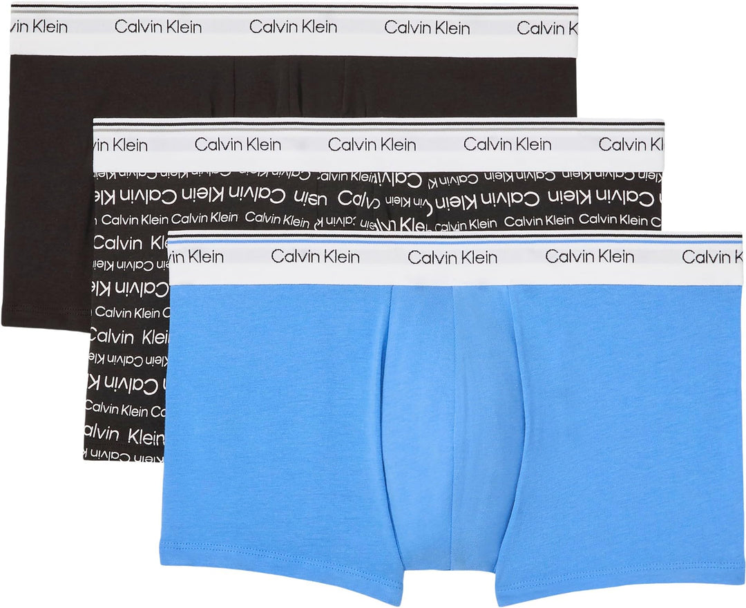 Calvin Klein Herren 3er Pack Boxershorts Low Rise Trunks Baumwolle mit Stretch M Black (Black/Wrappe