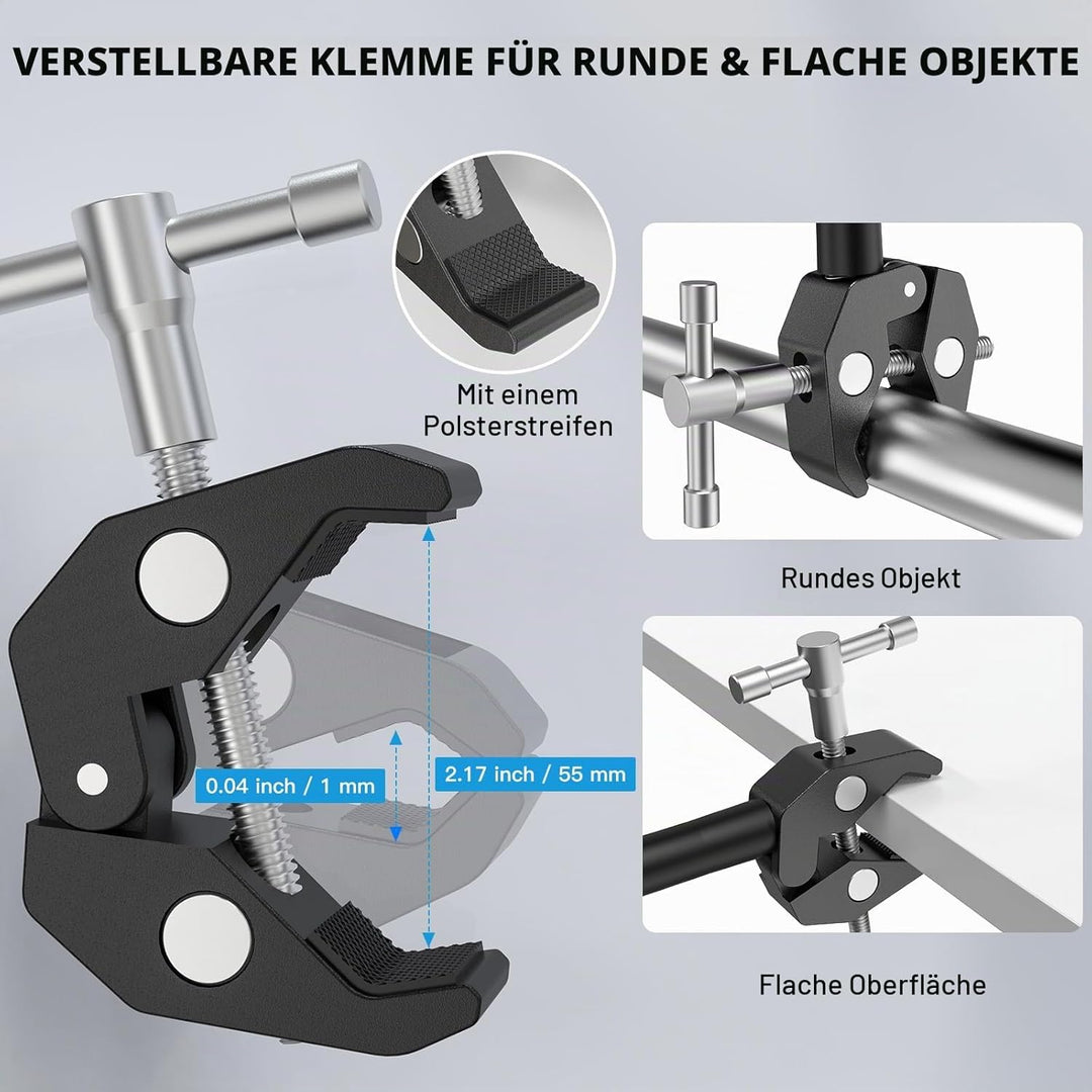 ZealSound Mikrofon Arm, 48cm/19zoll Schwanenhals Arm mit robuster Krabbenklemme für runde Rohre und