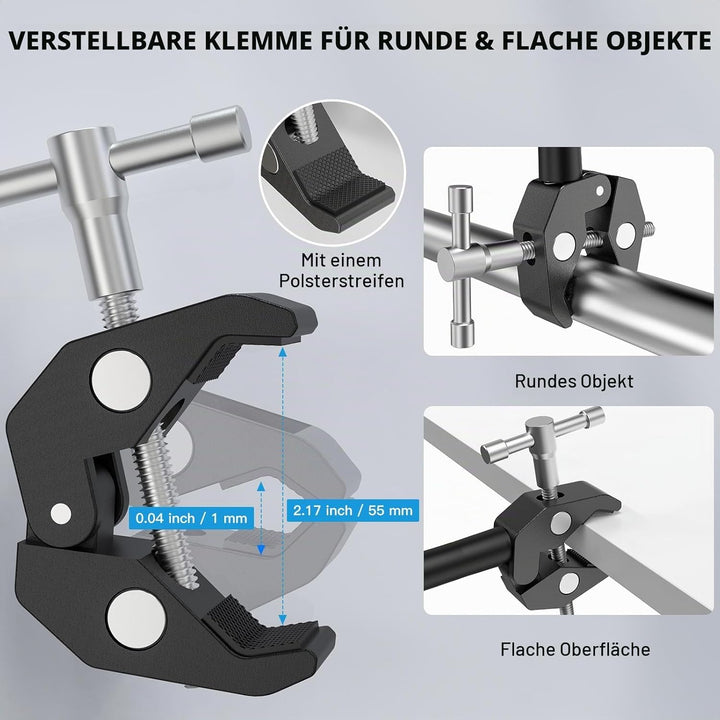 ZealSound Mikrofon Arm, 48cm/19zoll Schwanenhals Arm mit robuster Krabbenklemme für runde Rohre und