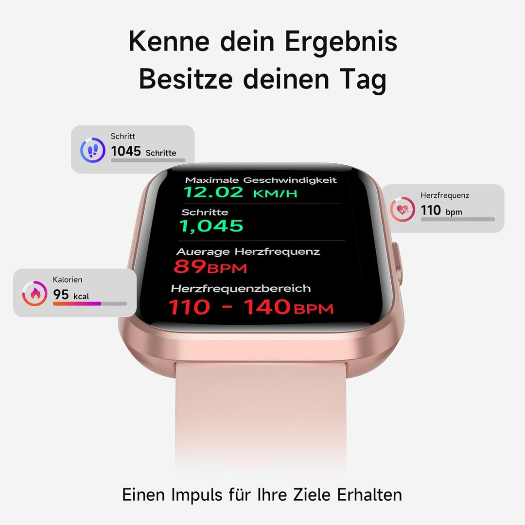 Smartwatch Damen Herren mit Telefonfunktion, 1.8" Schrittzähler Uhr mit Alexa,24H Herzfrequenz,SpO2,