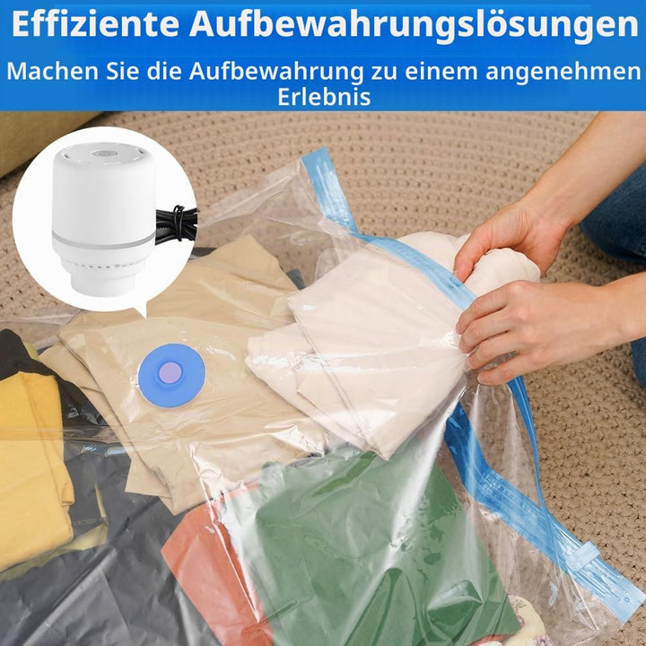 Flintronic Vakuumbeutel für Kleidung mit Elektrischer Luftpumpe, 12 Stück Vakuum-Kompressionsbeutel(