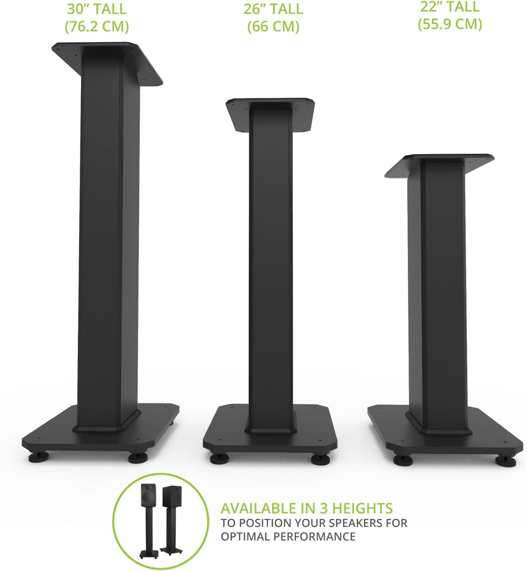 Kanto SX26 Universal Fillable Speaker Floor Stands for Bookshelf Speakers | 26" Tall | Dedicated Cab