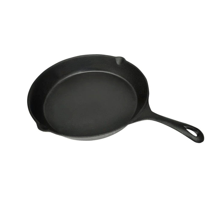 Gusseisen Grillpfanne 30 cm rund für Induktion, Backofen, BBQ, Camping, vielseitige Plancha Wendegri