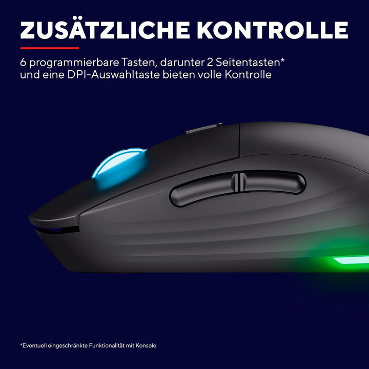 GXTrust Redex+ Gaming Maus Kabellos 25K DPI 2.4GHz Kailh-Schalter, Schwarz