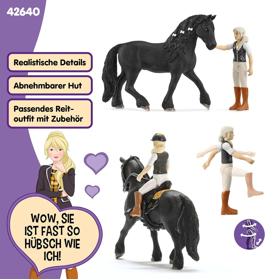 SCHLEICH Horse Club | Tori & Princess 42640 | bewegliche Mädchenfigur mit Pferd, Sattel, Zaumzeug &