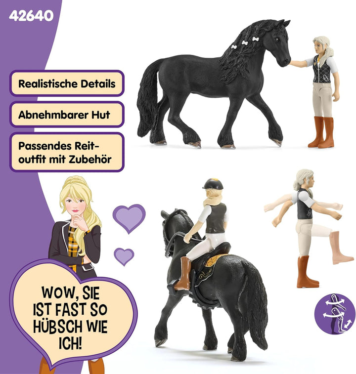 SCHLEICH Horse Club | Tori & Princess 42640 | bewegliche Mädchenfigur mit Pferd, Sattel, Zaumzeug &