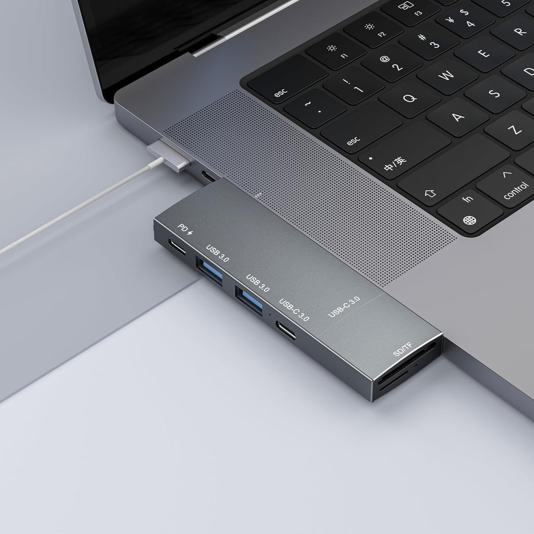 USB Hub for MacBook, USB-C Hub 7-in-2, for Thunderbolt 4 Port, 4K 60Hz HDMI, 2 USB C, 2 USB A Data P