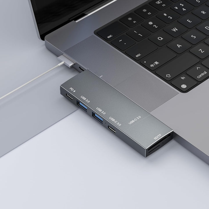 USB Hub for MacBook, USB-C Hub 7-in-2, for Thunderbolt 4 Port, 4K 60Hz HDMI, 2 USB C, 2 USB A Data P