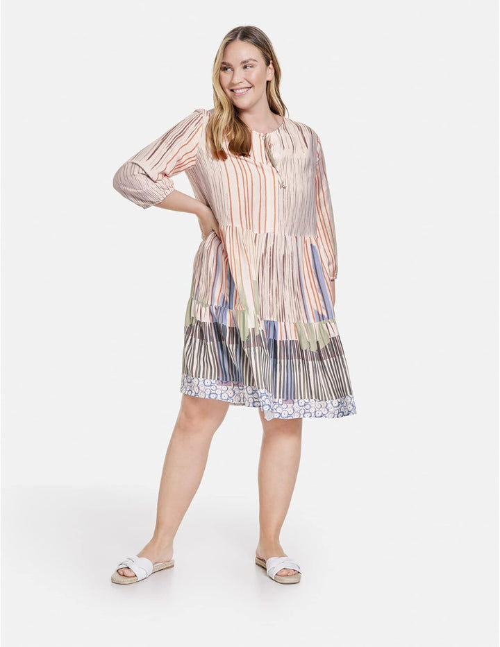 Samoon Damen Kleid 50 Offwhite Gemustert, 50 Offwhite Gemustert