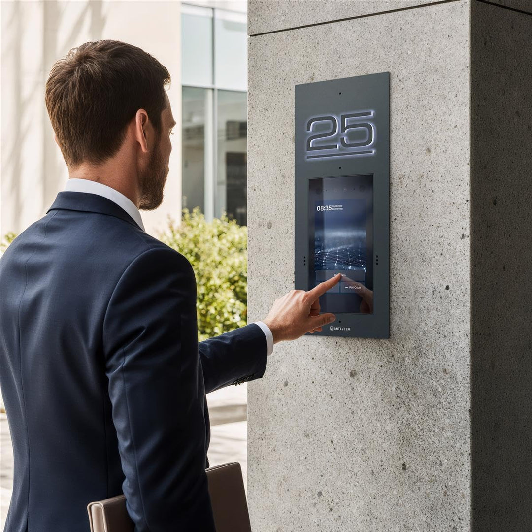 Metzler® Video-Türsprechanlage mit Gesichtserkennung und Touch-Display anthrazit – Full-HD-Kamera, A