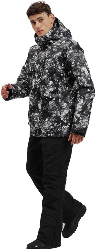 ALSOGO Herren Ski Jacke und Hosen Set Ski Anzug Winter Wasserdicht Winddicht Kapuze Schneemantel 2-S