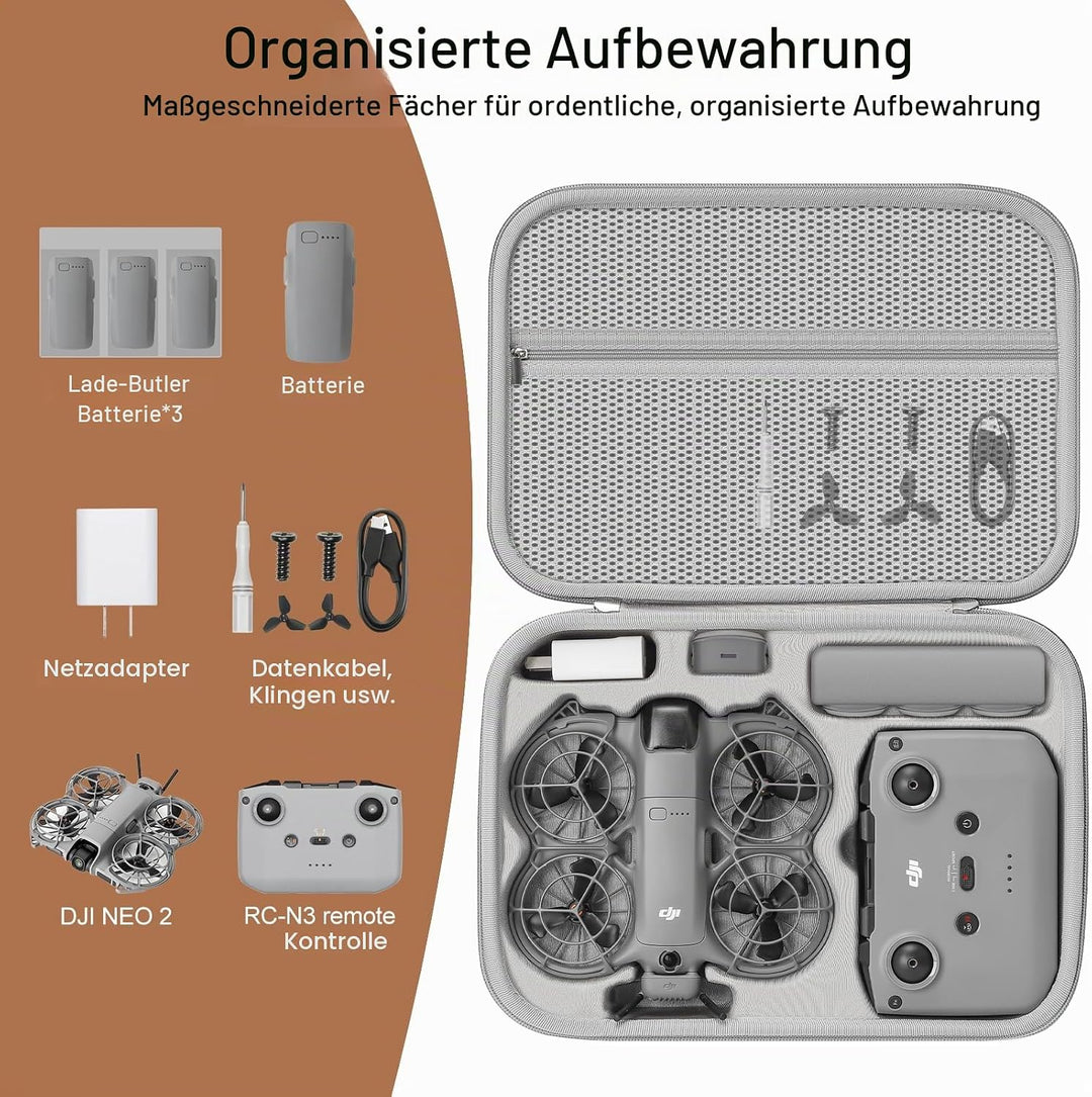 Tasche für DJI Neo 2 Case, Tragetasche für DJI Neo 2 Fly More Combo Zubehör Tragbare, Kompakte Reise