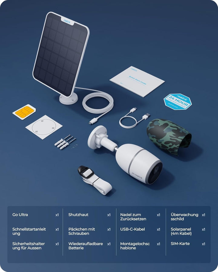 Reolink 4K 4G LTE Überwachungskamera mit SIM Karte, 8MP Solar Kamera Outdoor ohne WLAN, Person/Auto/