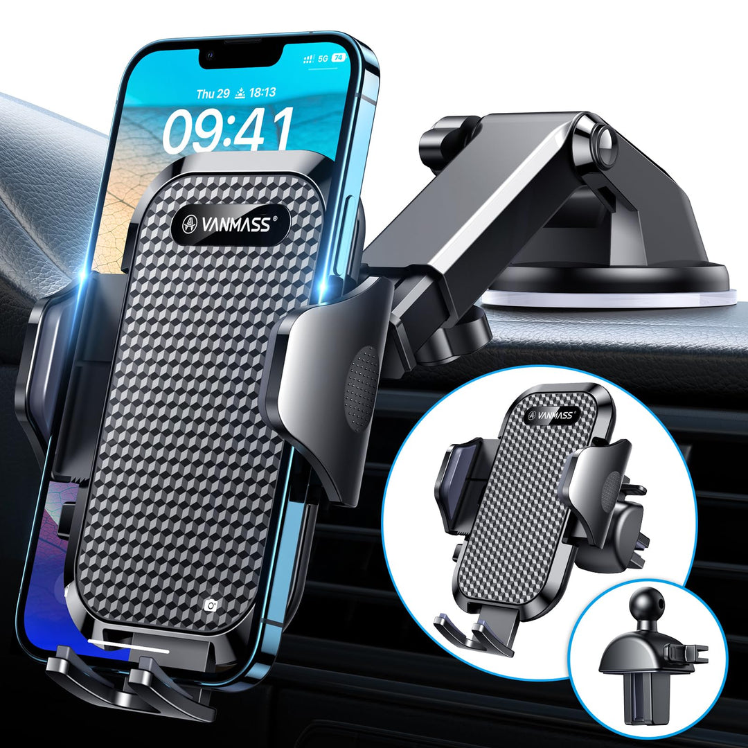 VANMASS Handyhalterung Auto 2023 Upgrade Super Stabil 3 in 1 Saugnapf & Lüftung 100% Sicher Universa