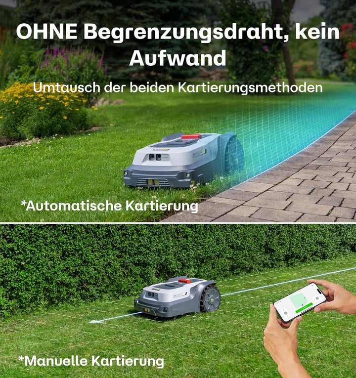 T600 Mähroboter ohne Begrenzungskabel für 800㎡, RTK Gesteuerter Rasenmäher Roboter, Automatische u.