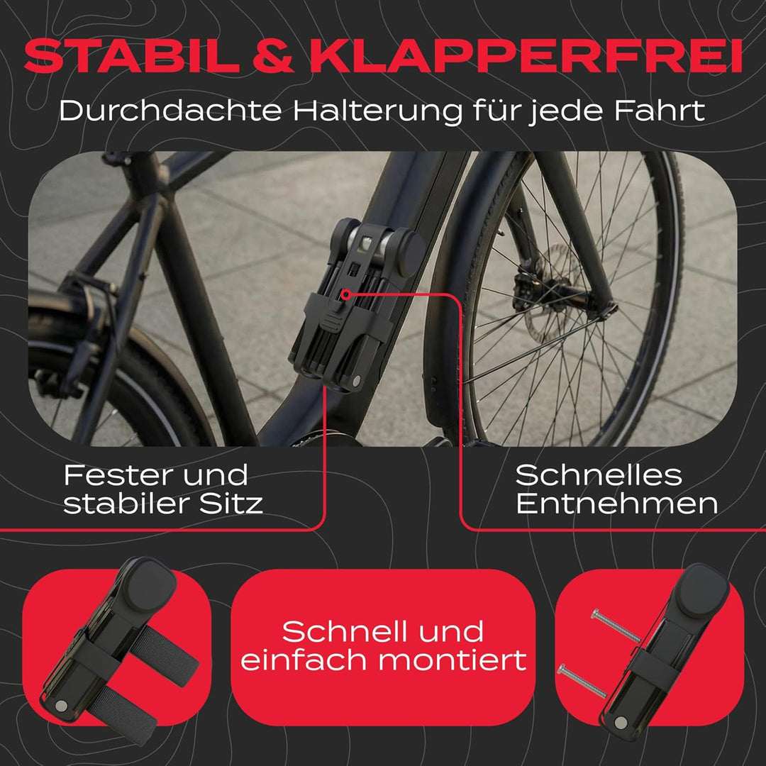 IMPACT® Fahrradschloss 65 cm – Sicheres & leichtes Faltschloss Fahrrad mit Gummibeschichtung, kompak