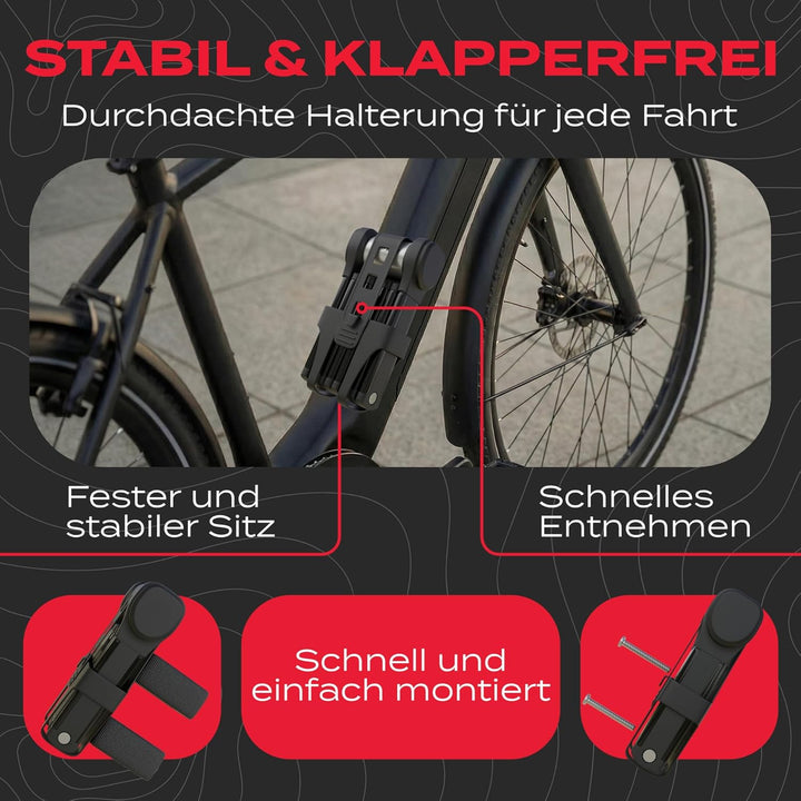 IMPACT® Fahrradschloss 65 cm – Sicheres & leichtes Faltschloss Fahrrad mit Gummibeschichtung, kompak