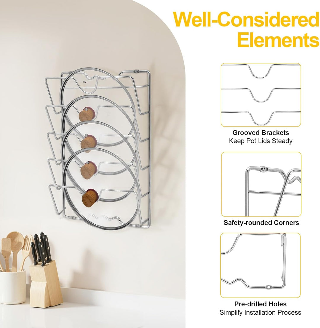 Wandmontiertes Topfdeckelregal, Wandhalterung Pfannendeckel Halter Regal Deckelhalter Wand Küche für