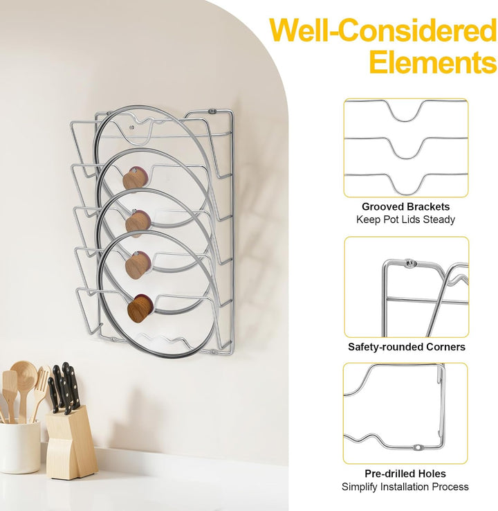 Wandmontiertes Topfdeckelregal, Wandhalterung Pfannendeckel Halter Regal Deckelhalter Wand Küche für