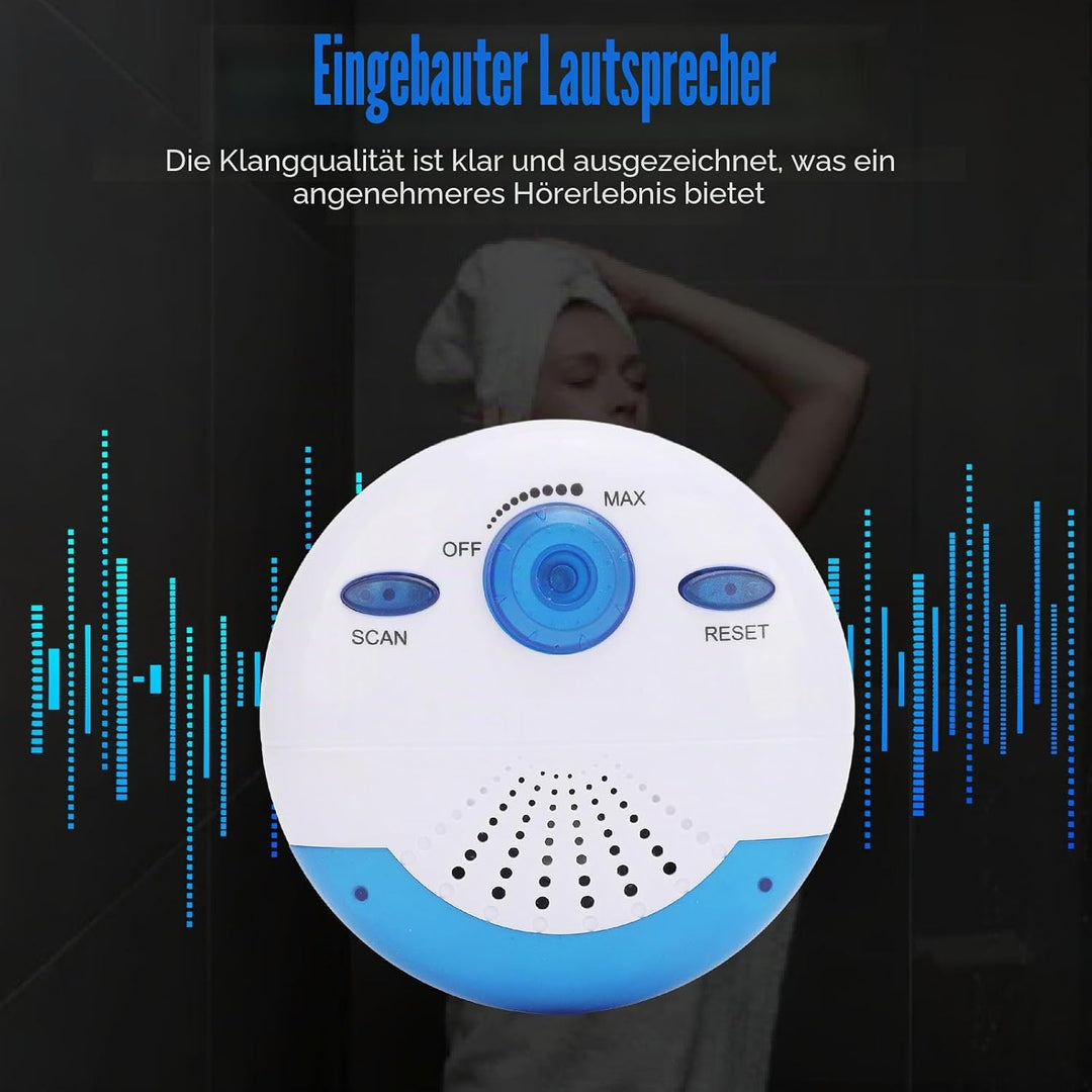 Wasserdichter IPX7 Lautsprecher, Tragbarer Duschlautsprecher mit 360°-Surround Sound, Duschradio Lau
