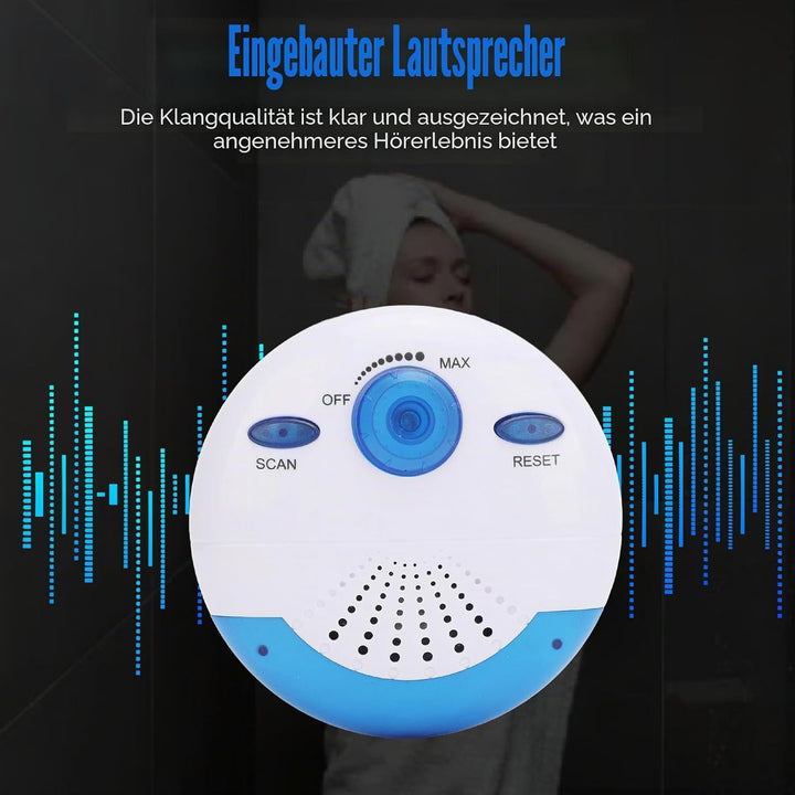 Wasserdichter IPX7 Lautsprecher, Tragbarer Duschlautsprecher mit 360°-Surround Sound, Duschradio Lau