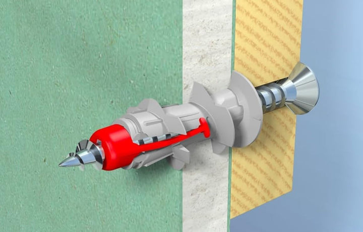 fischer 548864 Set Dübel und Schrauben, rot DuoPower Dübel + DuoTec Dübel + DuoBlade Dübel + Schraub