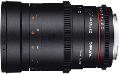 Samyang 135/2,2 Objektiv Video DSLR Sony E manueller Fokus Videoobjektiv 0,8 Zahnkranz Gear, Spiegel