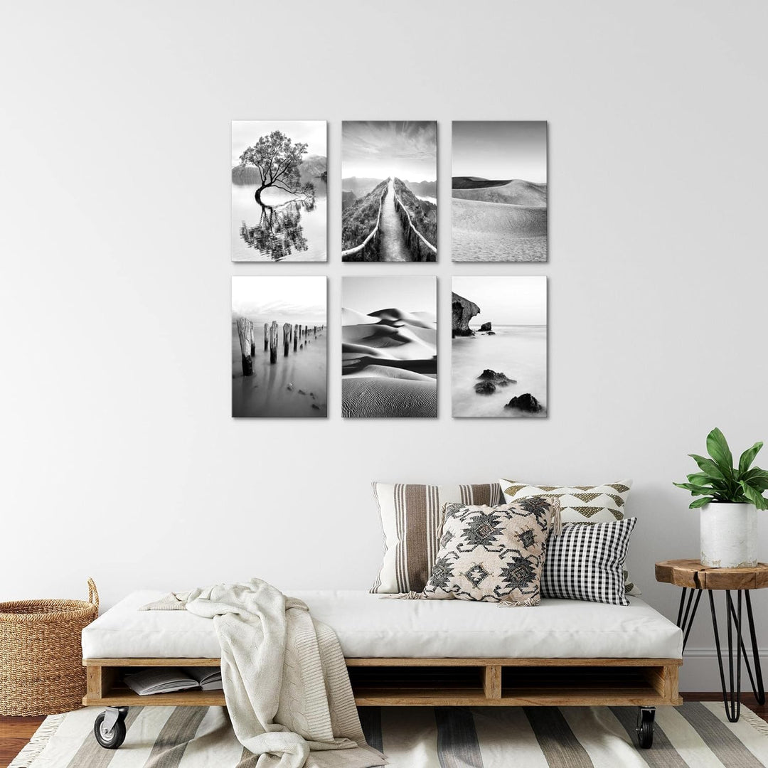 Novart Wandbilder Set - KOMPLETT AUFHÄNGFERTIG - Made in Germany - Moderne Bilder Landschaft Sand Na